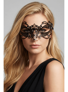 Masque vénitien Gaia rigide noir avec strass