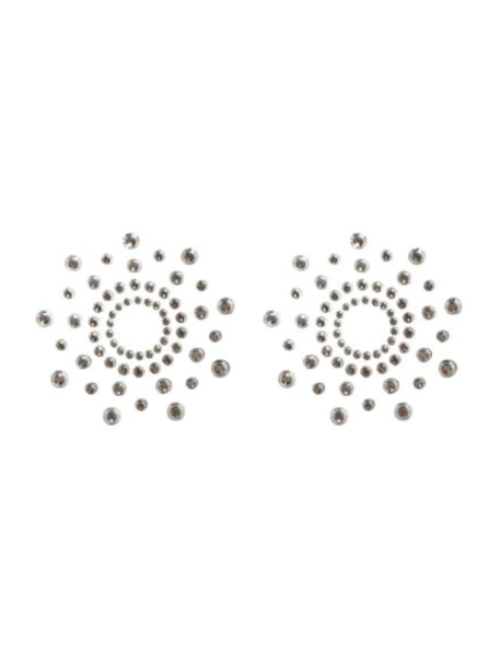 Paire de cache tétons adhésifs strass blanc 