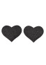 Paire de cache tétons adhésifs coeur pailleté noir