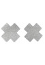 Paire de cache tétons adhésifs croix pailletée blanc 