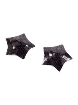 Paire de cache tétons adhésifs étoile pailletée sequin noir 
