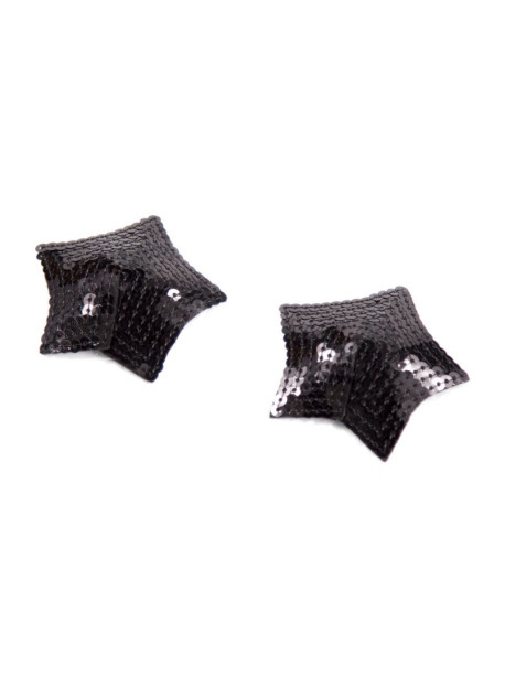 Paire de cache tétons adhésifs étoile pailletée sequin noir 