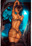Babydoll noir en dentelle avec dos ouvert à sangles – Mapalé
