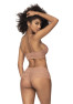 Ensemble 2 pièces en dentelle, top à bretelles et shorty couleur taupe 