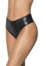 String bande large en wetlook noir, taille haute, tissu fronçé à l'arrière 