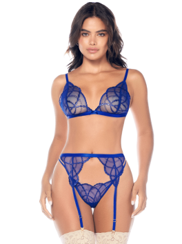 Ensemble sexy 3 pièces avec broderie brillante 