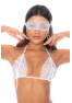 Ensemble 3 pièces blanc soutien gorge, masque et string 