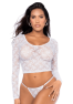 Ensemble 2 pièces en dentelle blanche, crop top et string 