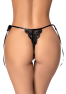 String sexy noir en dentelle ajourée avec liens réglables 