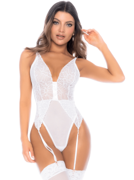 Body blanc avec jarretelles intégrées 