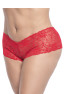 Shorty en dentelle rouge grande taille 