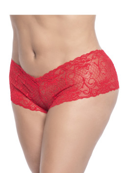 Shorty en dentelle rouge grande taille 