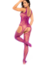 Bodystocking en résille à motif floral, couleur orchidée - Mapalé