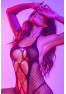 Bodystocking en résille noire, ouvert à l’entrejambe - Mapalé