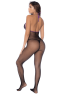 Combinaison en résille et dentelle noire et violette 