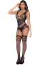 Combinaison noire en résille avec strass 