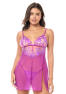 Babydoll sexy en résille brodée florale et string 