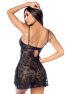 Babydoll gothique en dentelle avec laçage string 