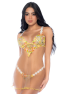 Nuisette transparente brodée jaune et string 