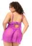 Babydoll grande taille en résille brodée florale et string 