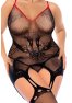Combinaison intégrale grande taille en résille noire à motif serpent - Mapalé