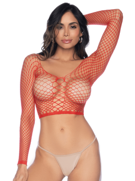 2 en 1 Top ou pantalon en résille rouge 