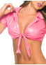 Top court rose wetlook avec noeud de cravate 