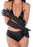 Une paire de gants satinés noirs avec strass - Mapalé