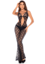 Combinaison/robe ajourée en dentelle noire 
