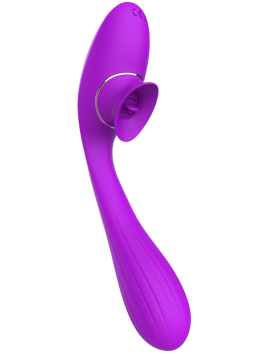 Stimulateur Clitoridien avec langue Vibromasseur Point G 2-en-1 DISA Violet Cœur Ardent