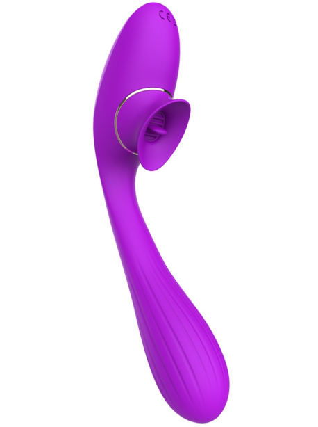 Stimulateur Clitoridien avec langue Vibromasseur Point G 2-en-1 DISA Violet Cœur Ardent