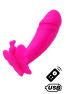 BUTTERFLY, Mini Vibromasseur avec stimulateur clitoridien Papillon rose USB, avec télécommande 