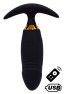 PEACH, Plug Vibrant noir long USB avec télécommande, dans un silicone médical doux et lisse