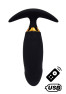 PEACH, Plug Vibrant noir long USB avec télécommande, dans un silicone médical doux et lisse