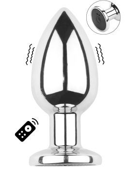 Plug vibrant acier inoxydable anal taille M avec télécommande, USB BOOTY