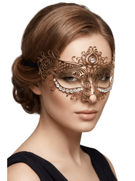 Masque vénitien Ornella rigide doré avec strass