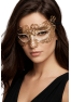 Masque vénitien Alba rigide doré avec strass
