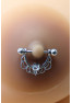 Paire de cache-tétons piercing barre demi-anneau faux diamant peau métisse 