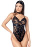 Body sexy en dentelle avec laçage avant et tour de cou 