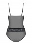 Grossiste lingerie Body transparent noir décolleté et décoration pierres style perle