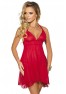 Grossiste lingerie sexy Nuisette volante rouge décolleté avec string