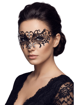 Masque vénitien Elena rigide noir avec strass