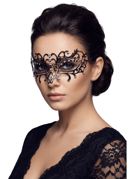 Masque vénitien Elena rigide noir avec strass