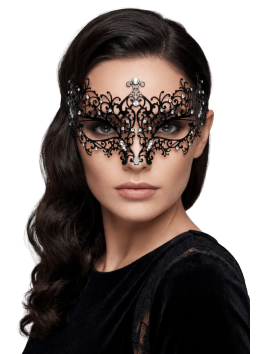 Masque vénitien Chiara rigide noir avec strass