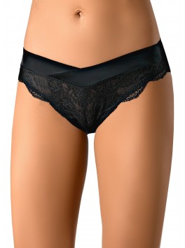 Grossiste lingerie Culotte noire unie sexy avec empiècement de dentelle fine