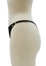 Tanga noir en dentelle avec bijou losanges dorés