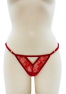 String rouge avec bijou perle strass dorés