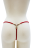 String rouge avec bijou perle strass dorés