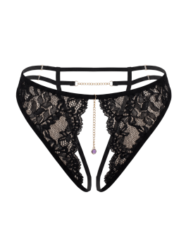 String noir avec bijou couleur aléatoire et chaîne dorée