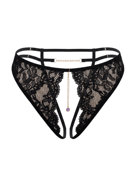 String noir avec bijou couleur aléatoire et chaîne dorée